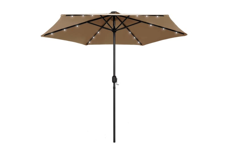 Parasol med Led-Lys Og Aluminiumsstang 270 cm Gråbrun - Grå - Havemøbler - Solafskærmning - Parasoller