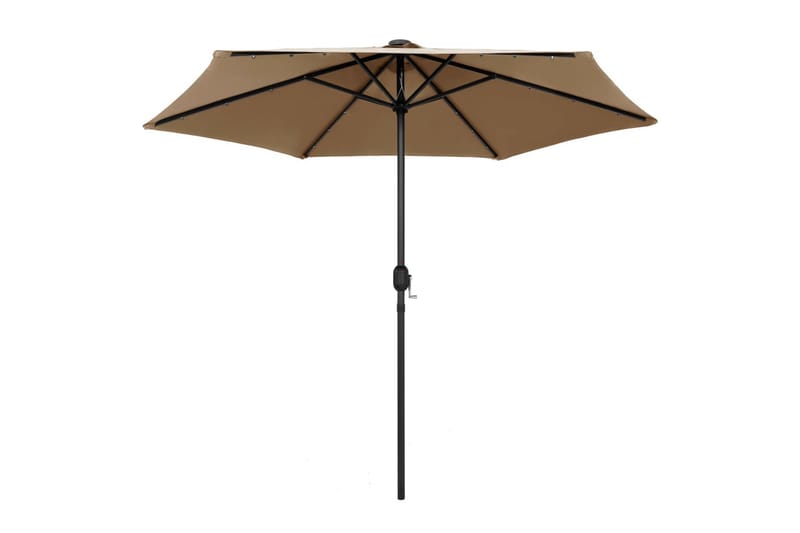 Parasol med Led-Lys Og Aluminiumsstang 270 cm Gråbrun - Grå - Havemøbler - Solafskærmning - Parasoller