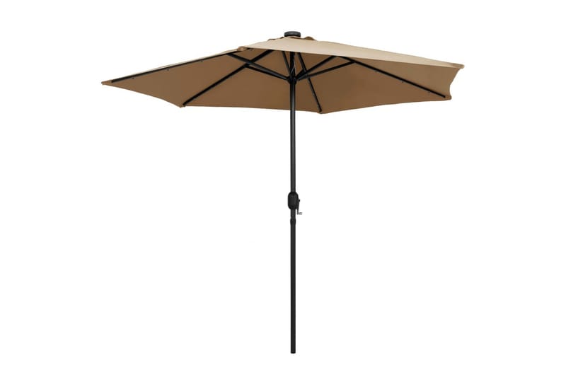 Parasol med Led-Lys Og Aluminiumsstang 270 cm Gråbrun - Grå - Parasoller