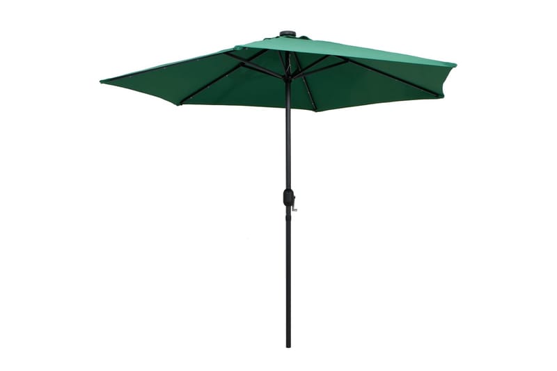Parasol Med Led-Lys Og Aluminiumsstang 270 cm Grøn - Grøn - Havemøbler - Solafskærmning - Parasoller