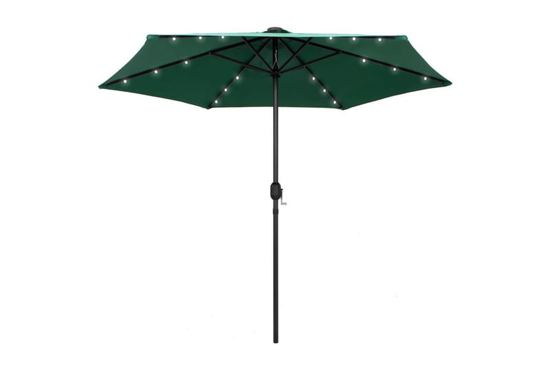 Parasol Med Led-Lys Og Aluminiumsstang 270 cm Grøn - Grøn - Havemøbler - Solafskærmning - Parasoller