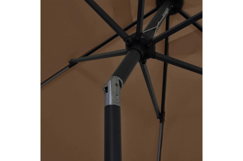 Parasol med Led-Lys Og Aluminiumsstang 300 cm Gråbrun - Brun - Havemøbler - Solafskærmning - Parasoller