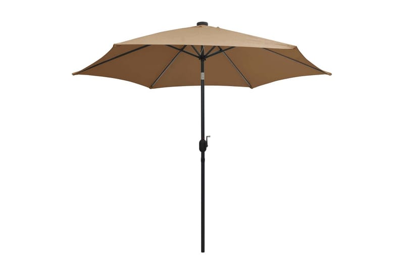 Parasol med Led-Lys Og Aluminiumsstang 300 cm Gråbrun - Brun - Havemøbler - Solafskærmning - Parasoller