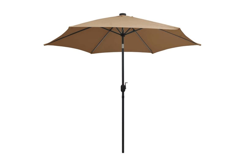 Parasol med Led-Lys Og Aluminiumsstang 300 cm Gråbrun - Brun - Parasoller