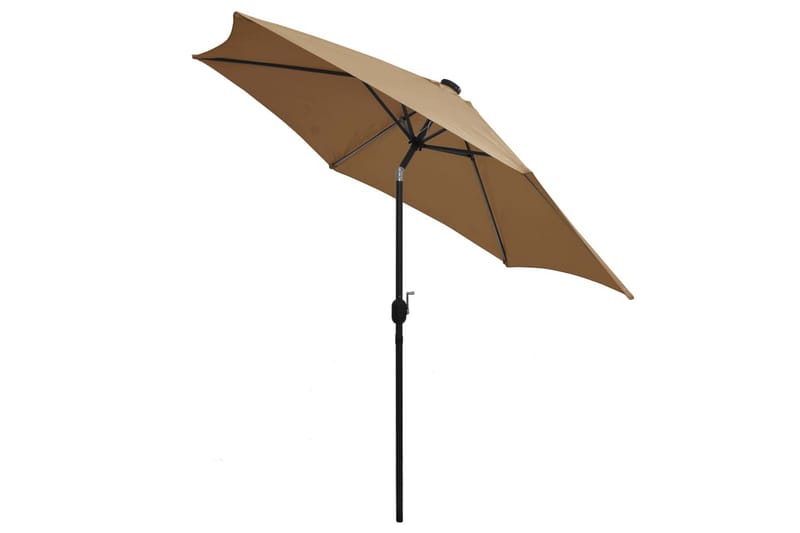 Parasol med Led-Lys Og Aluminiumsstang 300 cm Gråbrun - Brun - Havemøbler - Solafskærmning - Parasoller