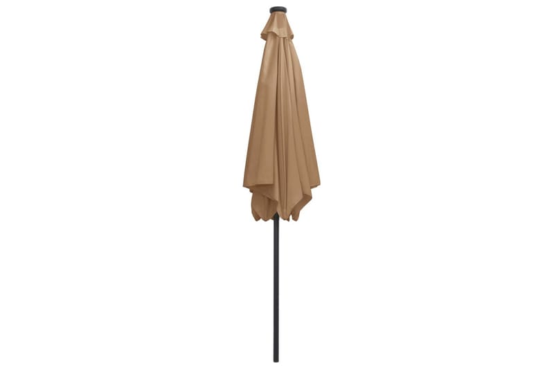 Parasol med Led-Lys Og Aluminiumsstang 300 cm Gråbrun - Brun - Havemøbler - Solafskærmning - Parasoller