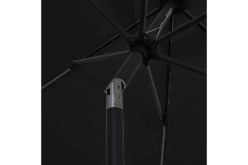 Parasol med Led-Lys Og Aluminiumsstang 300 cm Sort - Sort - Havemøbler - Solafskærmning - Parasoller