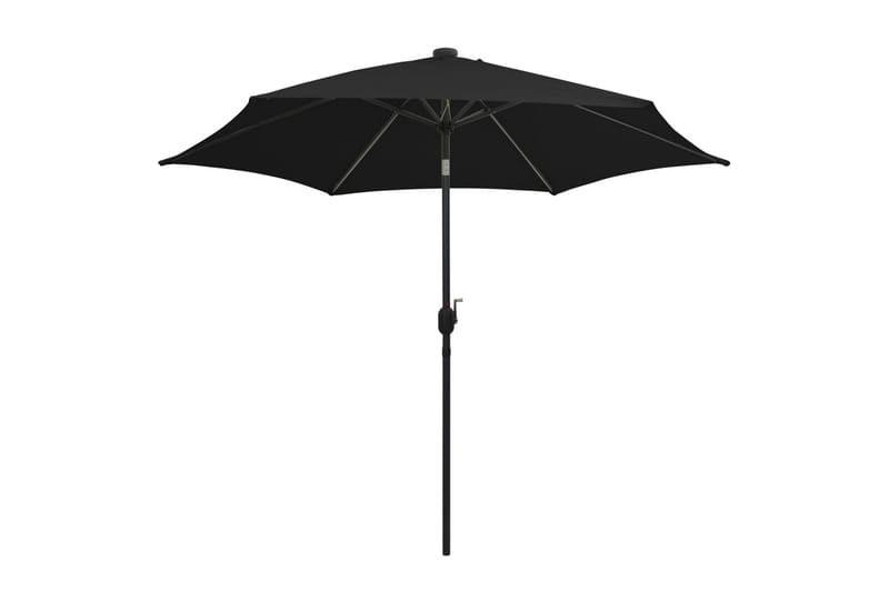 Parasol med Led-Lys Og Aluminiumsstang 300 cm Sort - Sort - Havemøbler - Solafskærmning - Parasoller