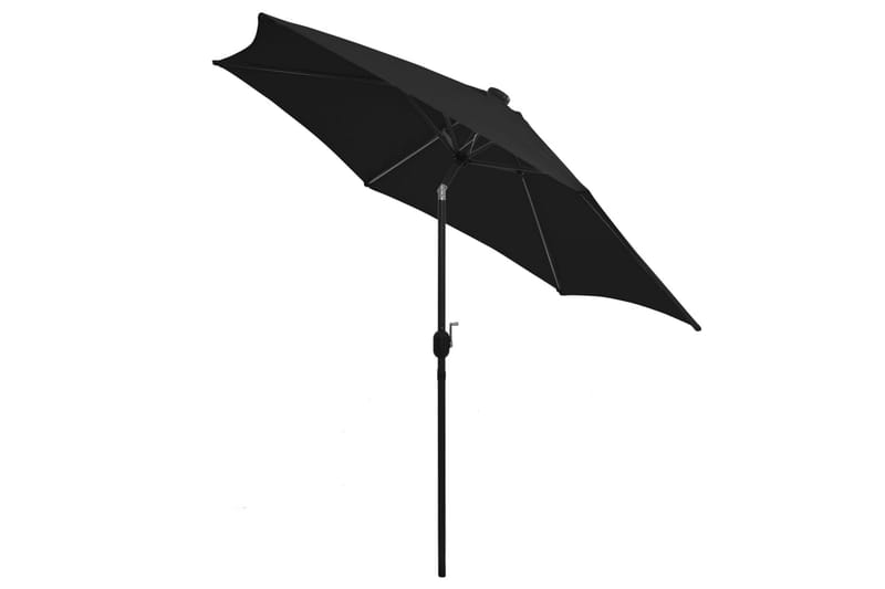 Parasol med Led-Lys Og Aluminiumsstang 300 cm Sort - Sort - Havemøbler - Solafskærmning - Parasoller