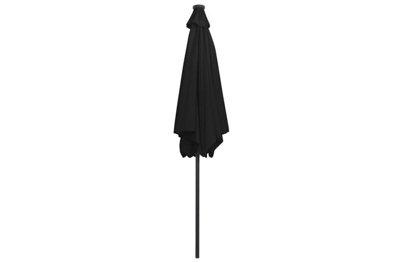 Parasol med Led-Lys Og Aluminiumsstang 300 cm Sort - Sort - Havemøbler - Solafskærmning - Parasoller