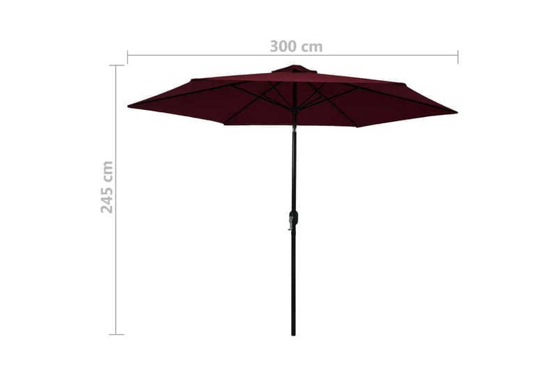 parasol med metalstang 300 cm bordeauxrød - Rød - Havemøbler - Solafskærmning - Parasoller