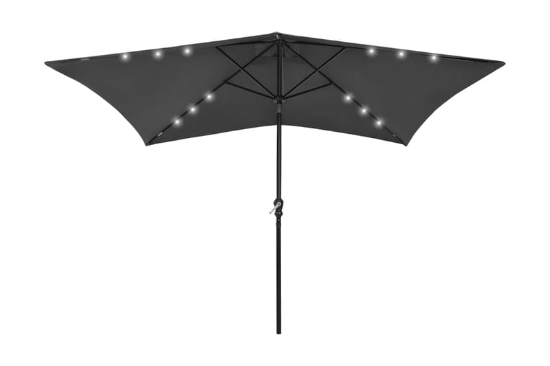 parasol med stålstand og LED-lys 2x3 m antracitgrå - Parasoller