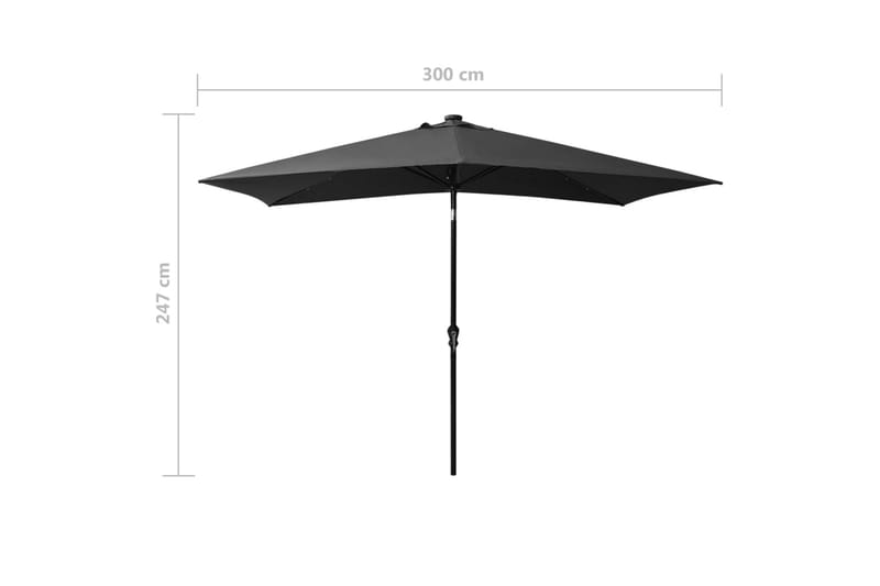 parasol med stålstand og LED-lys 2x3 m antracitgrå - Parasoller