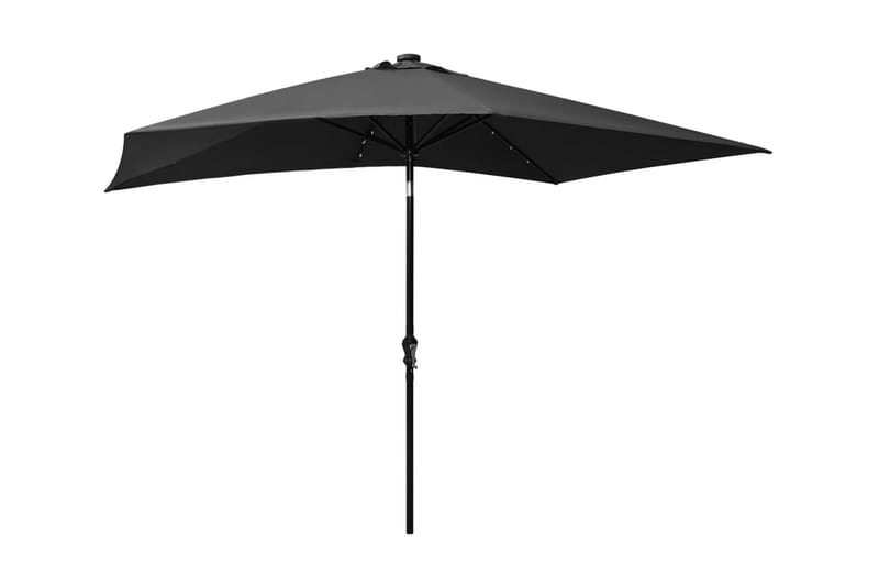 parasol med stålstand og LED-lys 2x3 m antracitgrå - Parasoller