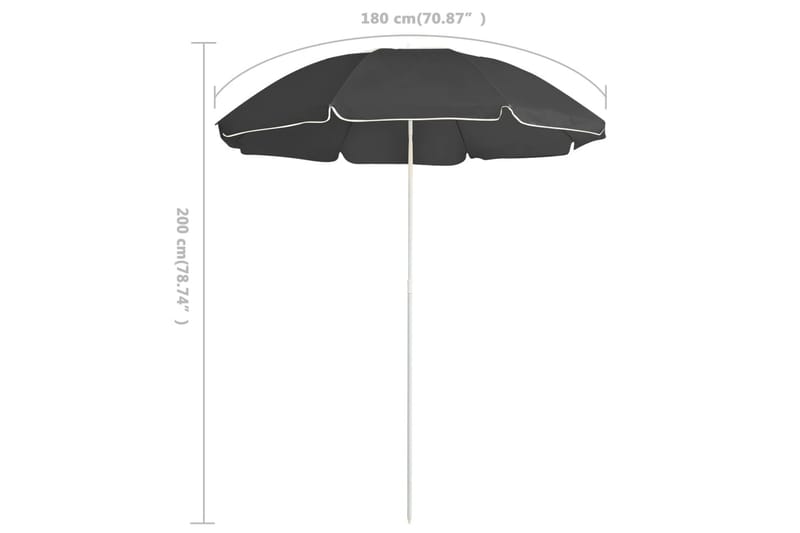 parasol med stålstang 180 cm antracitgrå - Antracit - Havemøbler - Solafskærmning - Parasoller
