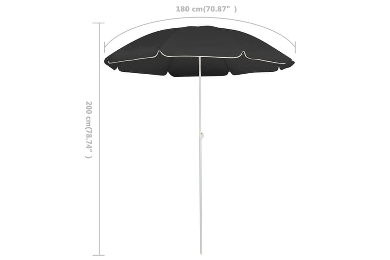 parasol med stålstang 180 cm antracitgrå - Antracit - Parasoller