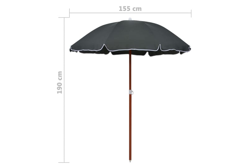 Parasol Med Stålstang 180 cm Antracitgrå - Grå - Parasoller