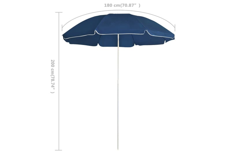 parasol med stålstang 180 cm blå - Blå - Havemøbler - Solafskærmning - Parasoller