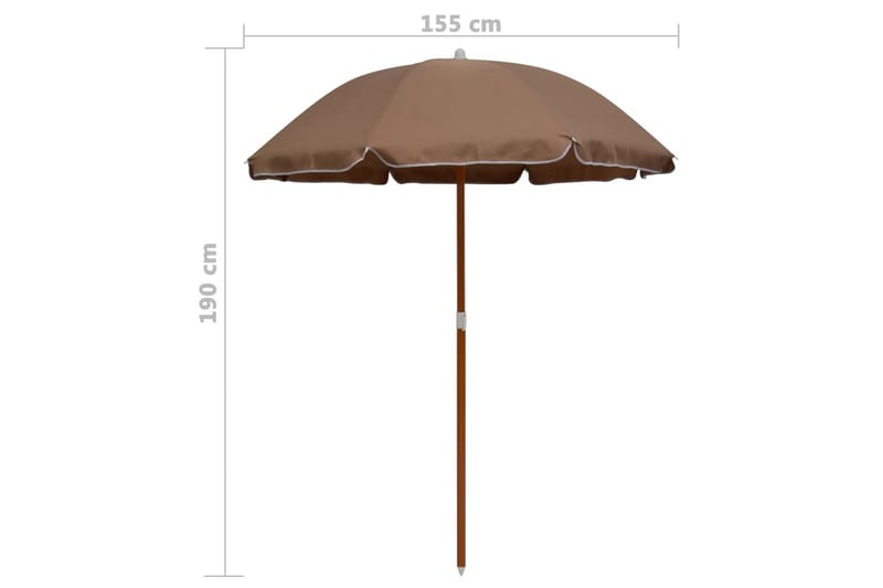 Parasol Med Stålstang 180 cm Gråbrun - Brun - Havemøbler - Solafskærmning - Parasoller