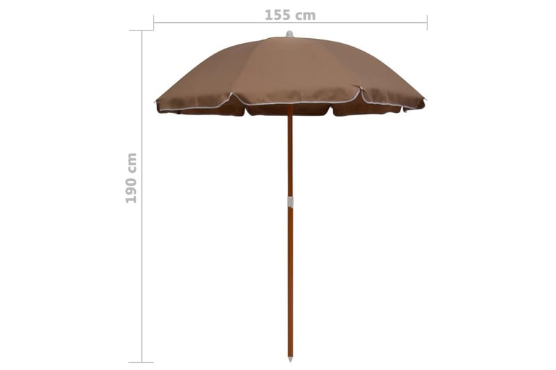 Parasol Med Stålstang 180 cm Gråbrun - Brun - Parasoller