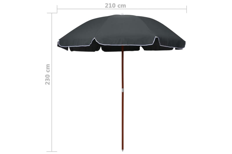 Parasol Med Stålstang 240 cm Antracitgrå - Grå - Parasoller