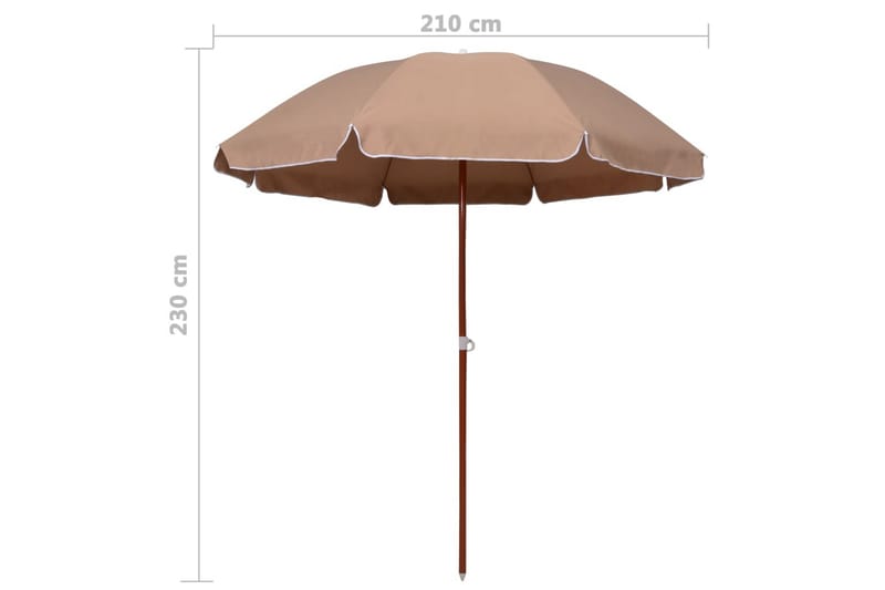 Parasol Med Stålstang 240 cm Gråbrun - Brun - Havemøbler - Solafskærmning - Parasoller