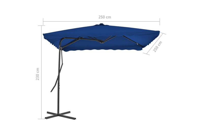 Parasol med stålstang 250x250x230 cm blå - Blå - Havemøbler - Solafskærmning - Parasoller