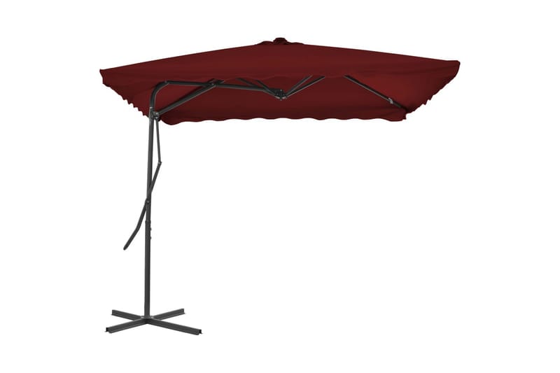 Parasol med stålstang 250x250x230 cm bordeauxfarvet - Rød - Havemøbler - Solafskærmning - Parasoller