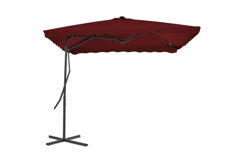 Parasol med stålstang 250x250x230 cm bordeauxfarvet - Rød - Parasoller