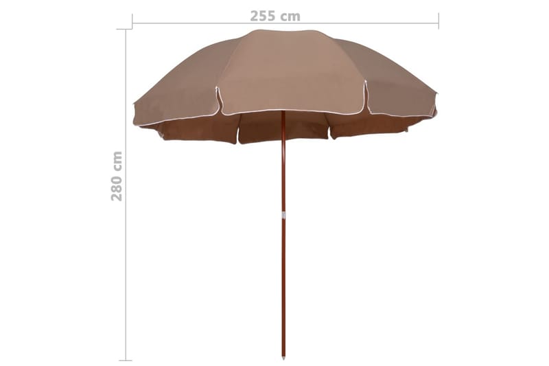 Parasol Med Stålstang 300 cm Gråbrun - Brun - Havemøbler - Solafskærmning - Parasoller
