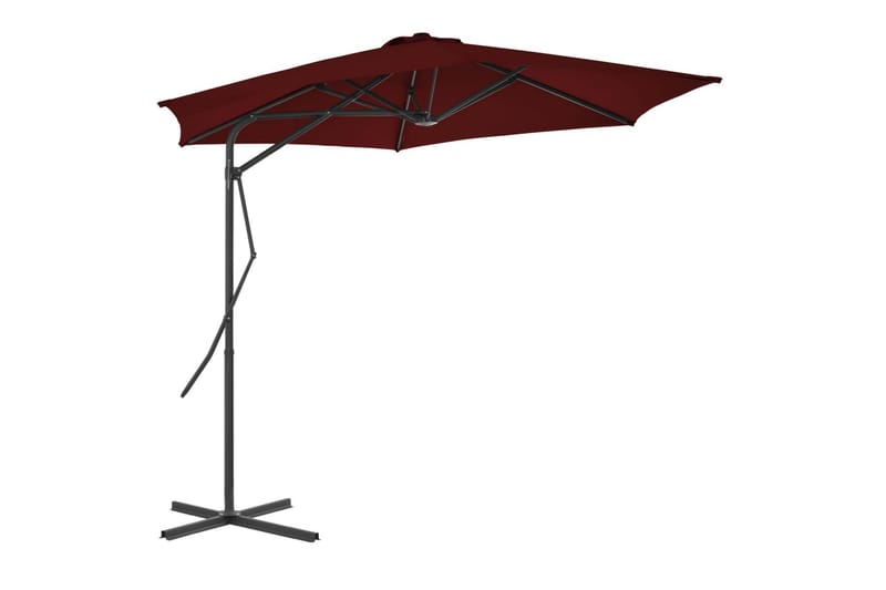 Parasol med stålstang 300x230 cm bordeauxfarvet - Rød - Havemøbler - Solafskærmning - Parasoller