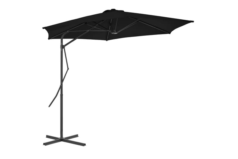 Parasol med stålstang 300x230 cm sort - Sort - Havemøbler - Solafskærmning - Parasoller
