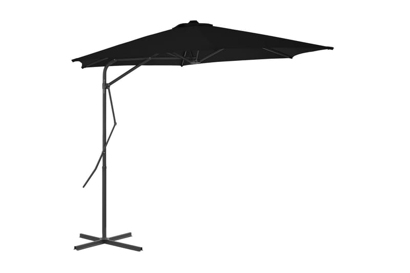Parasol med stålstang 300x230 cm sort - Sort - Havemøbler - Solafskærmning - Parasoller