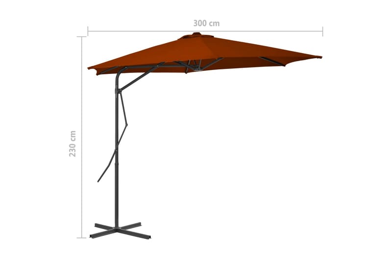 Parasol med stålstang 300x230 cm terrakottafarvet - Parasoller