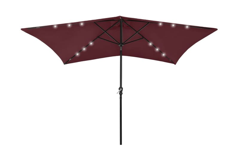 parasol med stålstang og LED-lys 2x3 m bordeaux - Parasoller