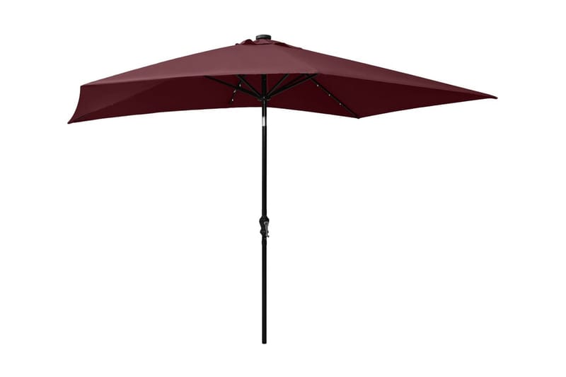 parasol med stålstang og LED-lys 2x3 m bordeaux - Parasoller