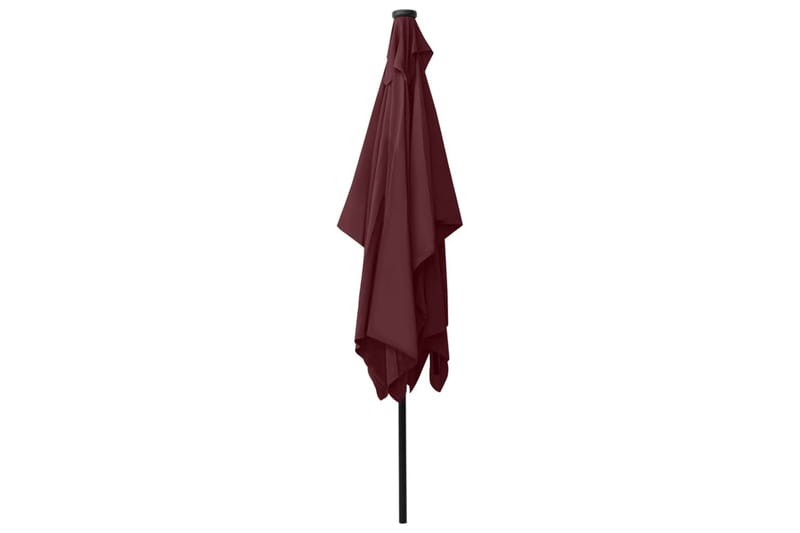 parasol med stålstang og LED-lys 2x3 m bordeaux - Parasoller