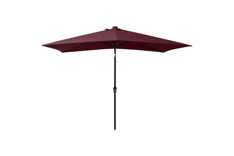 parasol med stålstang og LED-lys 2x3 m bordeaux - Parasoller