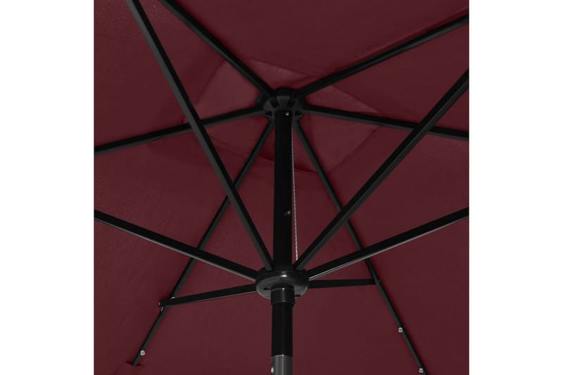 parasol med stålstang og LED-lys 2x3 m bordeaux - Parasoller