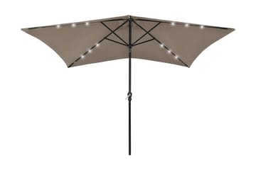 parasol med stålstang og LED-lys 2x3 m gråbrun - Havemøbler - Solafskærmning - Parasoller