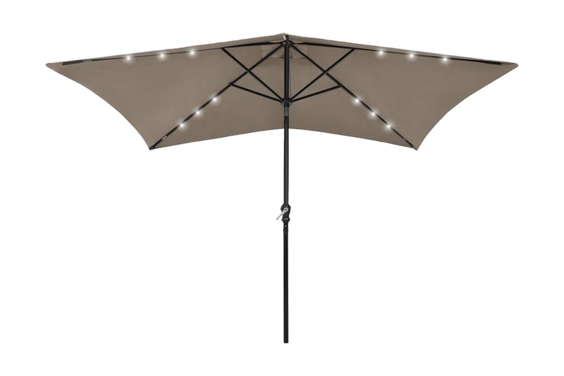 parasol med stålstang og LED-lys 2x3 m gråbrun - Havemøbler - Solafskærmning - Parasoller