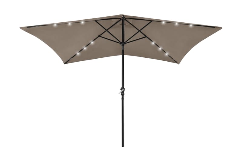 parasol med stålstang og LED-lys 2x3 m gråbrun - Parasoller