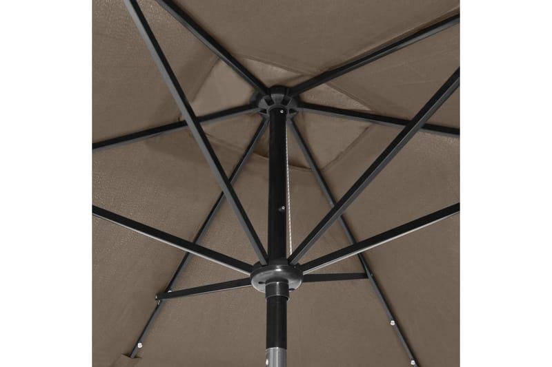 parasol med stålstang og LED-lys 2x3 m gråbrun - Parasoller