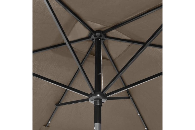 parasol med stålstang og LED-lys 2x3 m gråbrun - Havemøbler - Solafskærmning - Parasoller