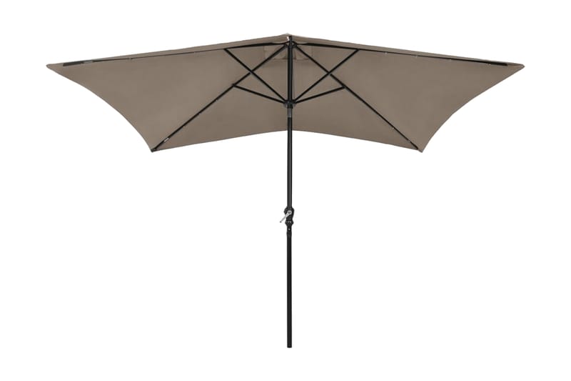 parasol med stålstang og LED-lys 2x3 m gråbrun - Parasoller