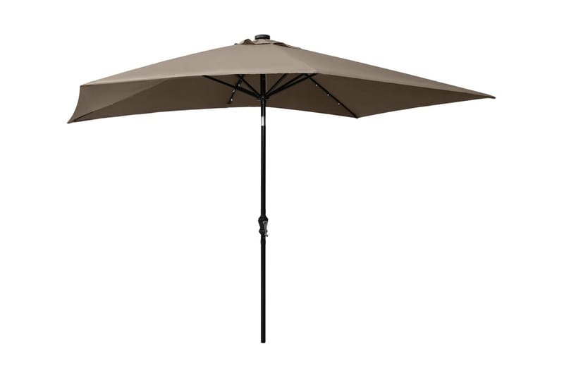 parasol med stålstang og LED-lys 2x3 m gråbrun - Parasoller