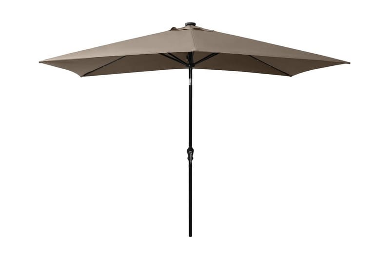 parasol med stålstang og LED-lys 2x3 m gråbrun - Parasoller