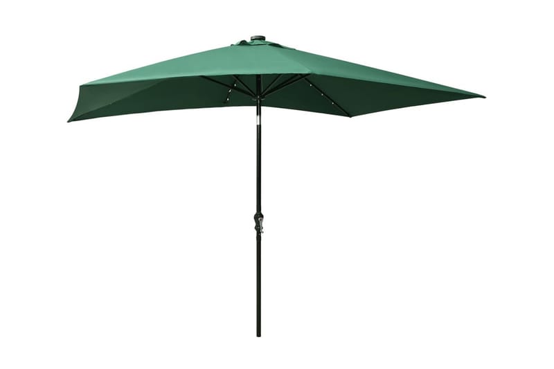 parasol med stålstang og LED-lys 2x3 m grøn - Parasoller