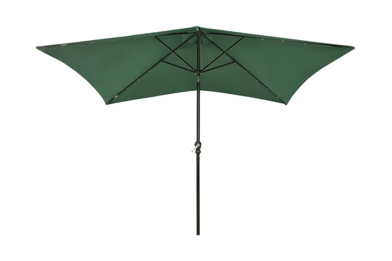 parasol med stålstang og LED-lys 2x3 m grøn - Parasoller