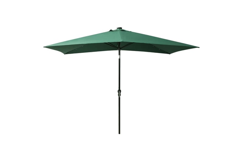 parasol med stålstang og LED-lys 2x3 m grøn - Parasoller